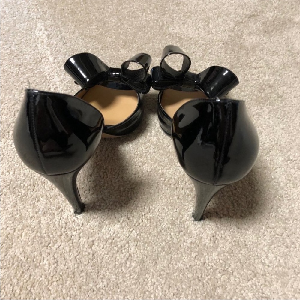 Valentino bow couture pumps heels sandals 37.5 black patent leather 7.5 - Picture 5 of 10